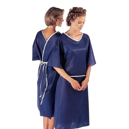 Gown, Patient Lmtd Use Raglanslvs Drk Blu (50/Cs) Tecsty, 50/Cs