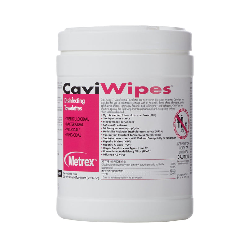 METREX CAVIWIPES SURFACE DISINFECTANT ALCOHOL-BASED WIPES, 6 X 6.75 INCH, SOLD AS 12/CASE METREX 10-1090