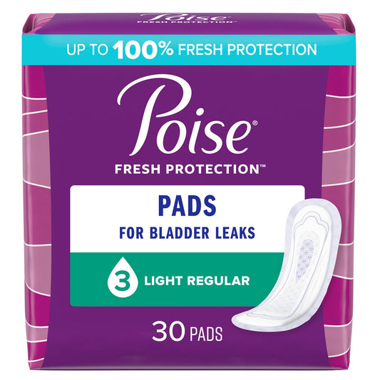 Poise® Bladder Control Pads, Light Absorbency, Regular Length, 120/Cs