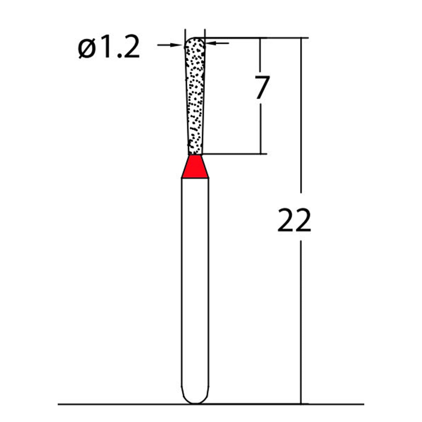 Pear 1.2 mm Dia. Fine Grit Diamond Bur 5 per pack. 237.12F3 - Osung USA