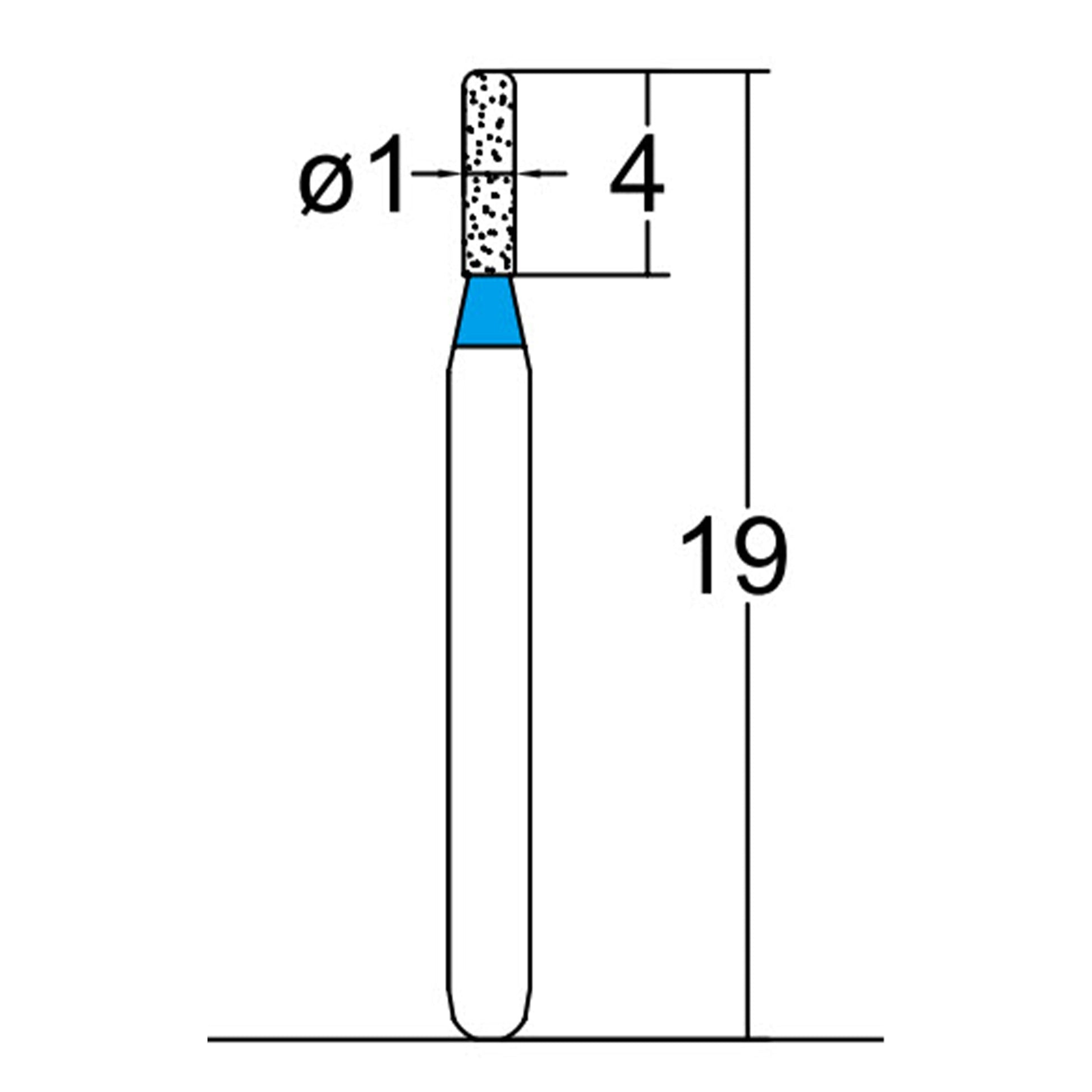 Cylindrical, Rounded Edge 1 mm Dia. Medium Grit Diamond Bur 5 per pack. 156.10M1 - Osung USA