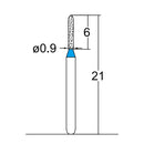 Torpedo, Cylindrical 0.9 mm Dia. Medium Grit Diamond Bur 5 per pack. 284.9M2 - Osung USA
