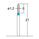 Cylindrical Pointed End 1.2 mm Dia. Medium Grit Diamond Bur 5 per pack. 126.12M1 - Osung USA