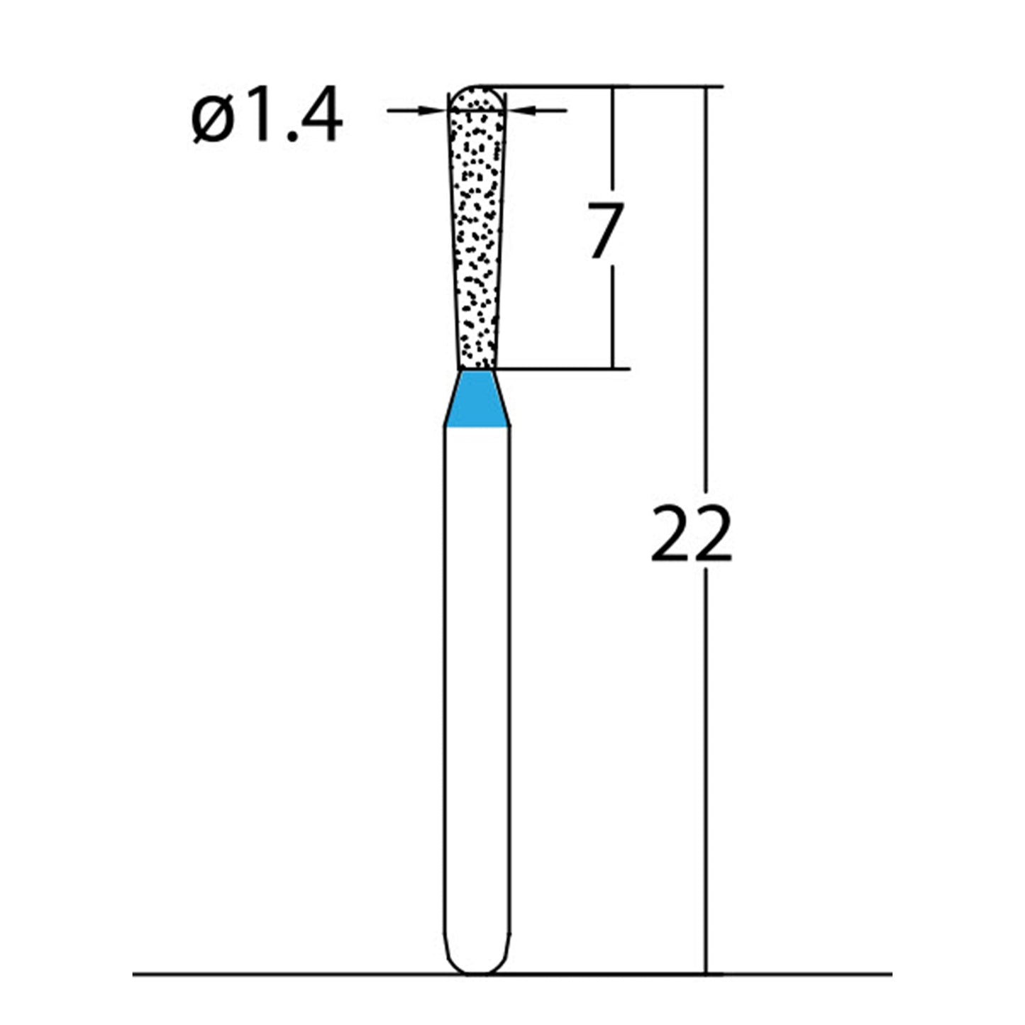 Pear 1.4 mm Dia. Medium Grit Diamond Bur 5 per pack. 237.14M3 - Osung USA