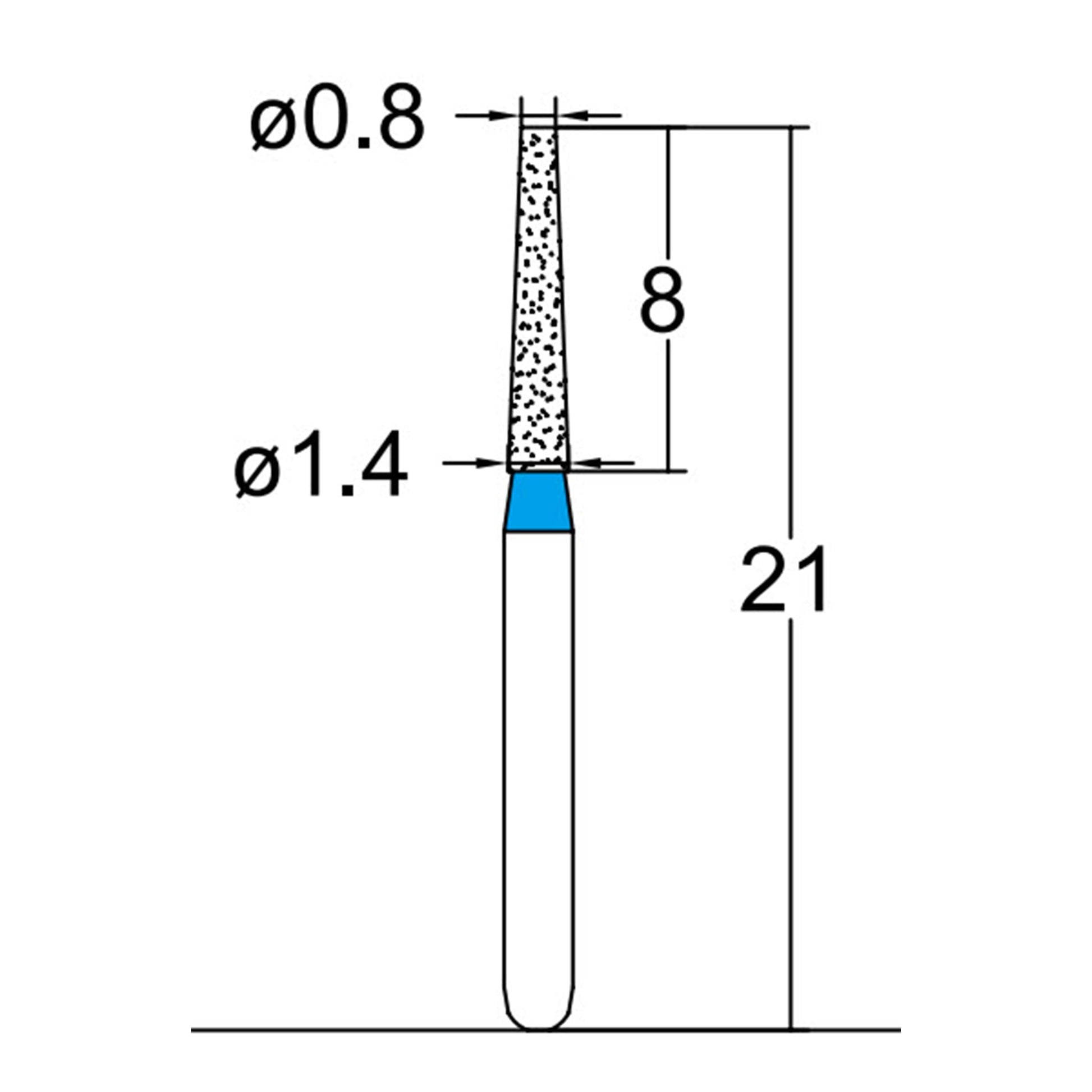 Conical, Truncated 1.4 mm Dia Medium Grit Diamond Bur 5 per pack. 168.14M4 - Osung USA