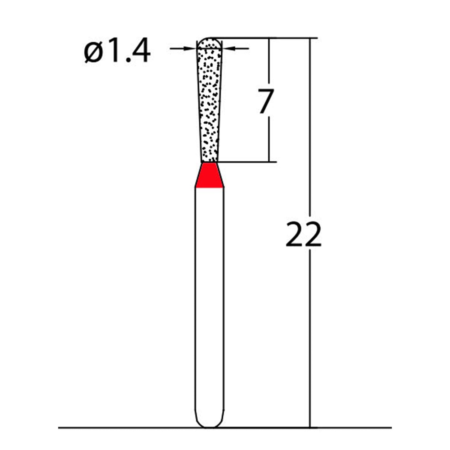 Pear, 1.4 mm Dia. Fine Grit Diamond Bur 5 per pack. 237.14F3 - Osung USA