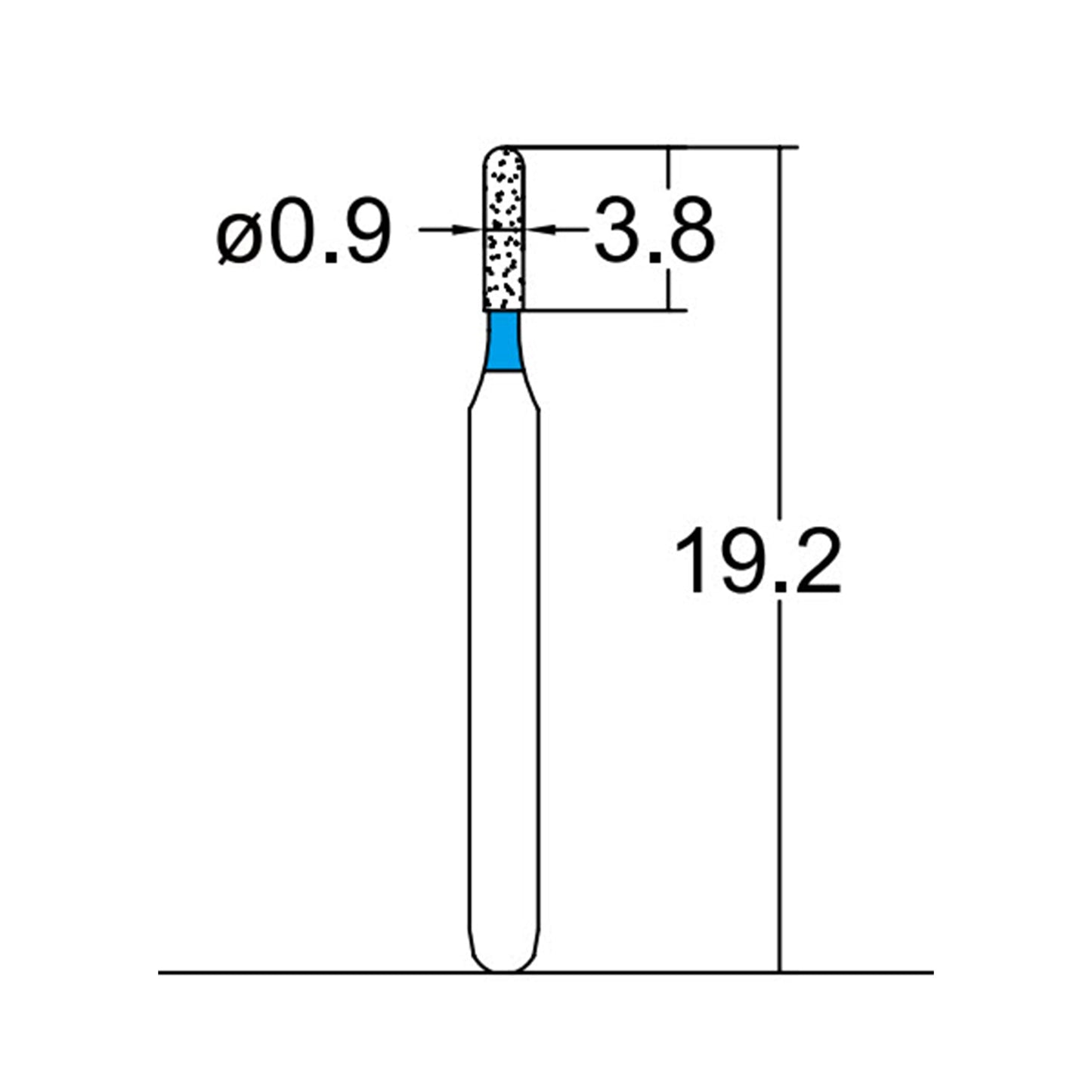 Cylindrical, Hemispherical End 0.9 mm Dia. Medium Grit Diamond Bur 5 per pack. 137.9M1 - Osung USA