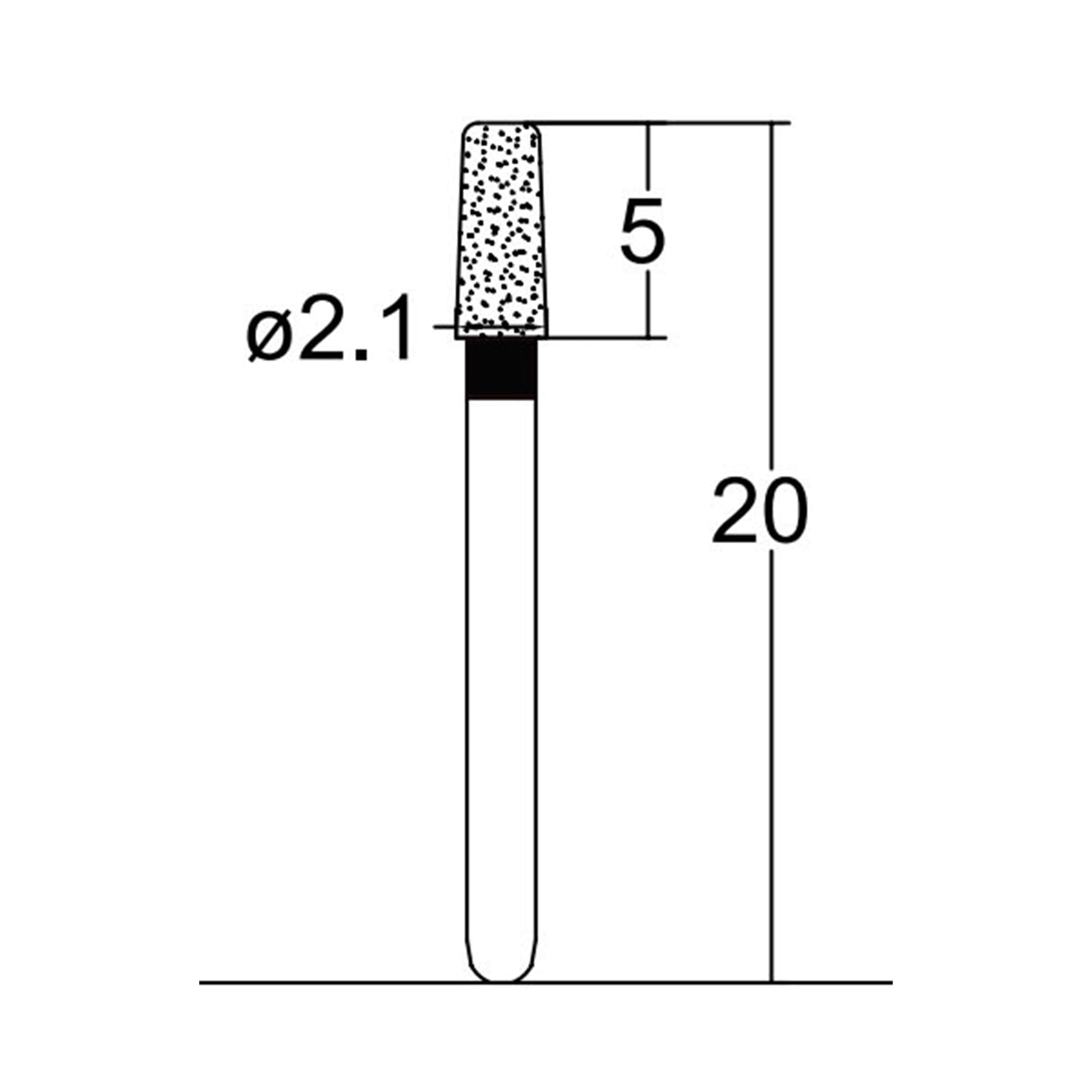 Conical, Round Edge 2.1 mm Dia. Extra Coarse Grit Diamond Bur 5 per pack. 584.21EC2 - Osung USA