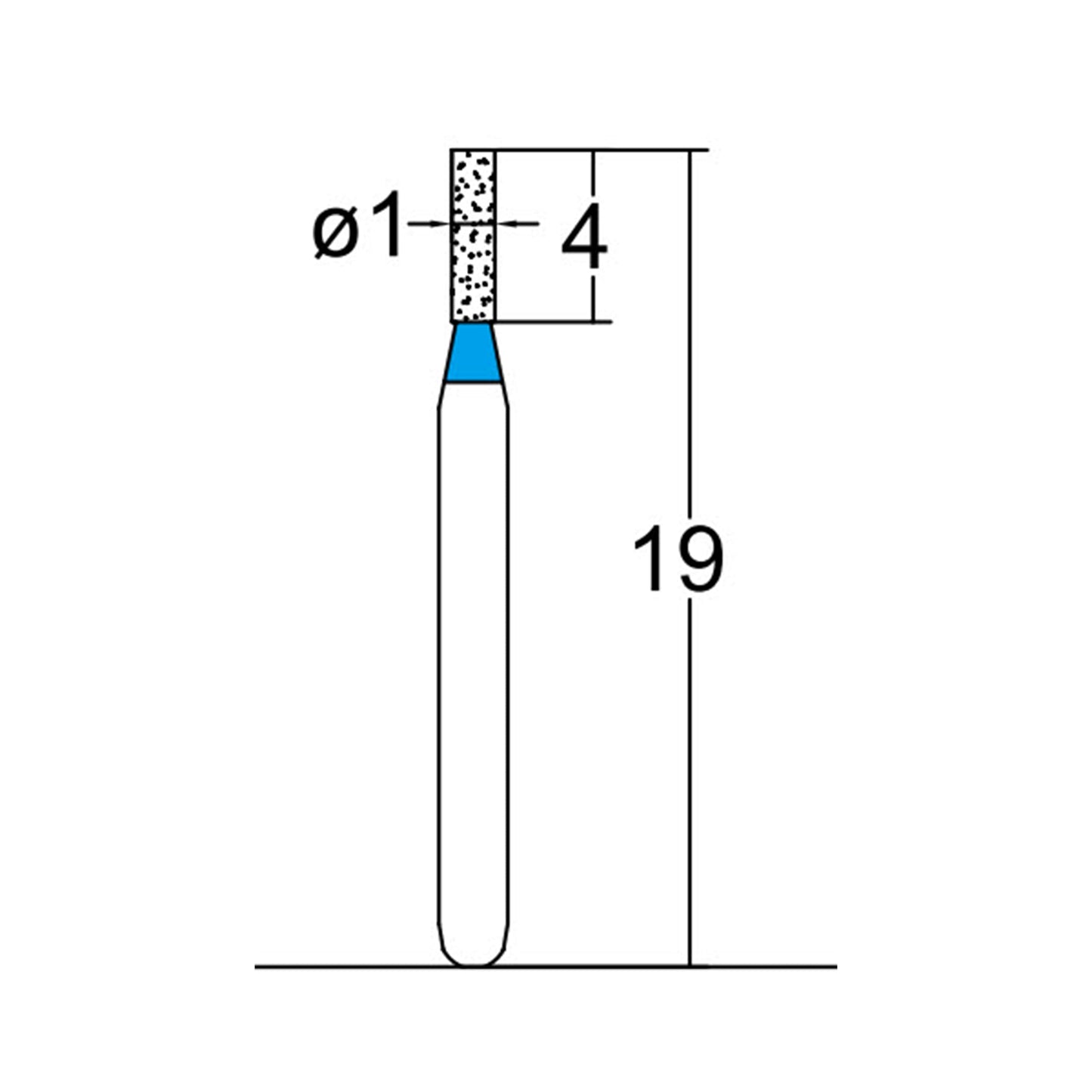 Cylindrical 1 mm Dia. Medium Grit Diamond Bur 5 per pack. 107.10M2 - Osung USA