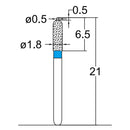 Cylindrical, Ogival End, Side Cutting Only 1.8 mm Dia. Medium Grit Diamond Bur 5 per pack. 255.18M1 - Osung USA