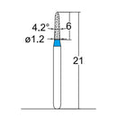Torpedo, Conical 1.2 mm Dia. Medium Grit Diamond Bur 5 per pack. 294.12M2 - Osung USA