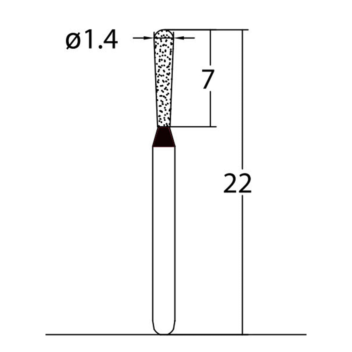 Pear 1.4 mm Dia. Extra Coarse Grit Diamond Bur 5 per pack. 237.14EC3 - Osung USA
