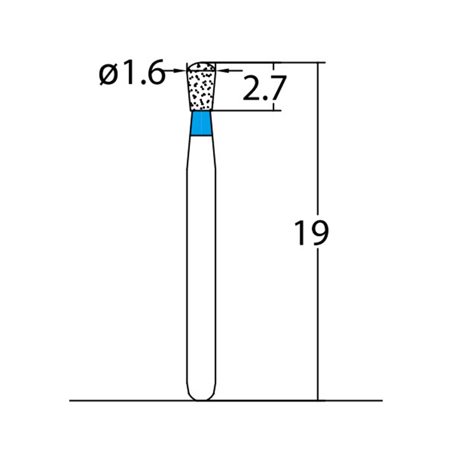 Pear 1.6 mm Dia. Medium Grit Diamond Bur 3 per pack. 237.16M1 - Osung USA