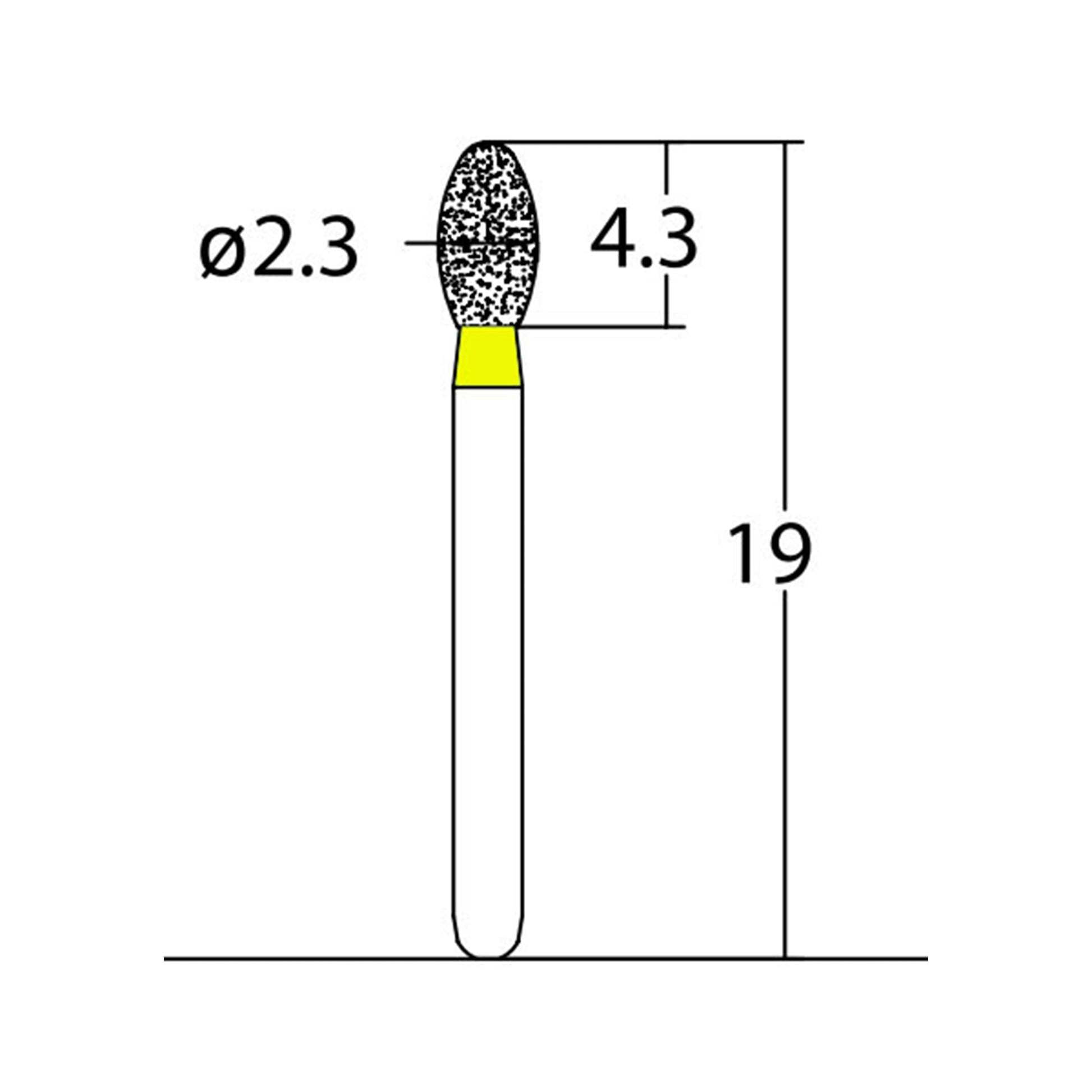 Egg 2.3 mm Dia. Extra Fine Grit Diamond Bur 5 per pack. 277.23EF1 - Osung USA