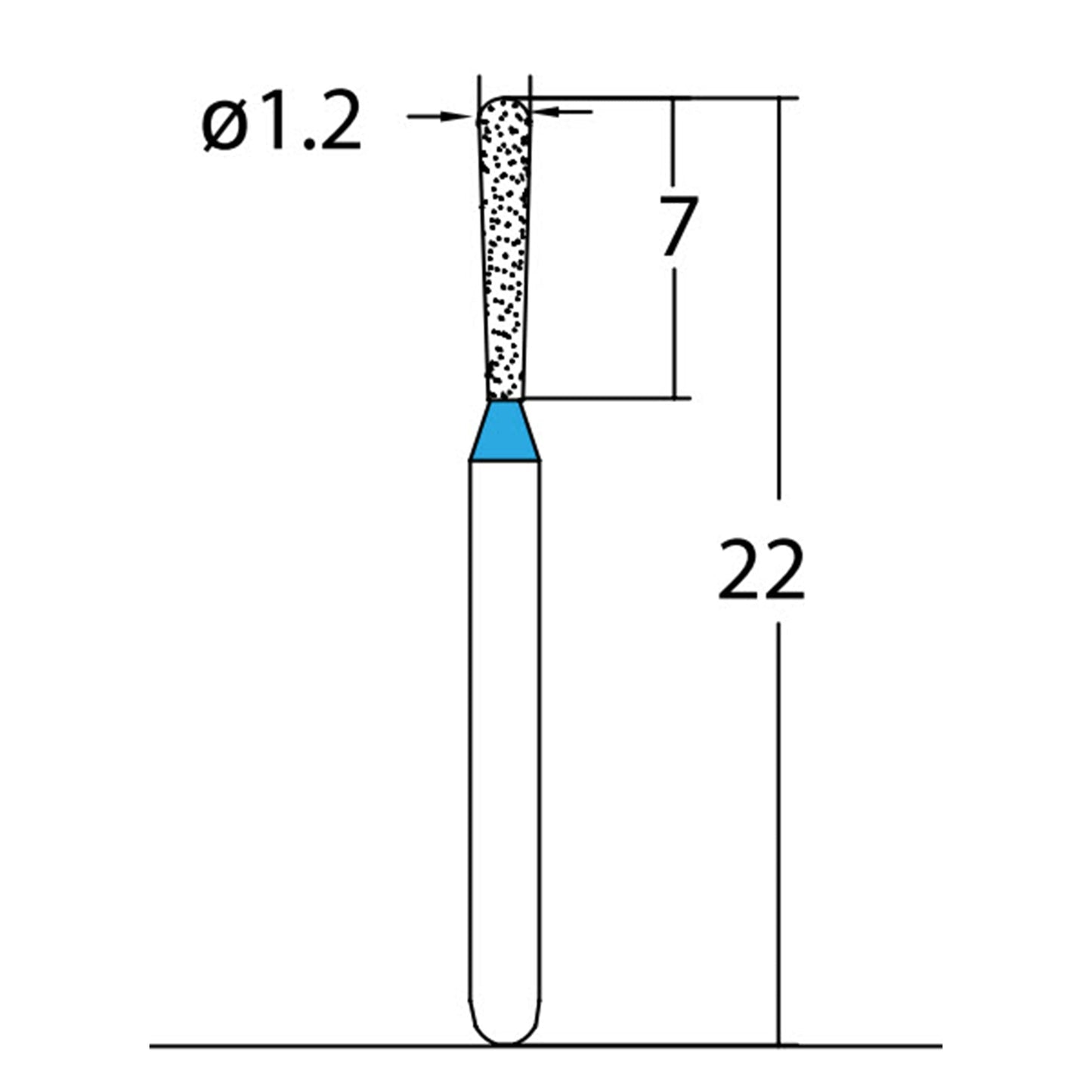 Pear 1.2 mm Dia. Medium Grit Diamond Bur 5 per pack. 237.12M3 - Osung USA