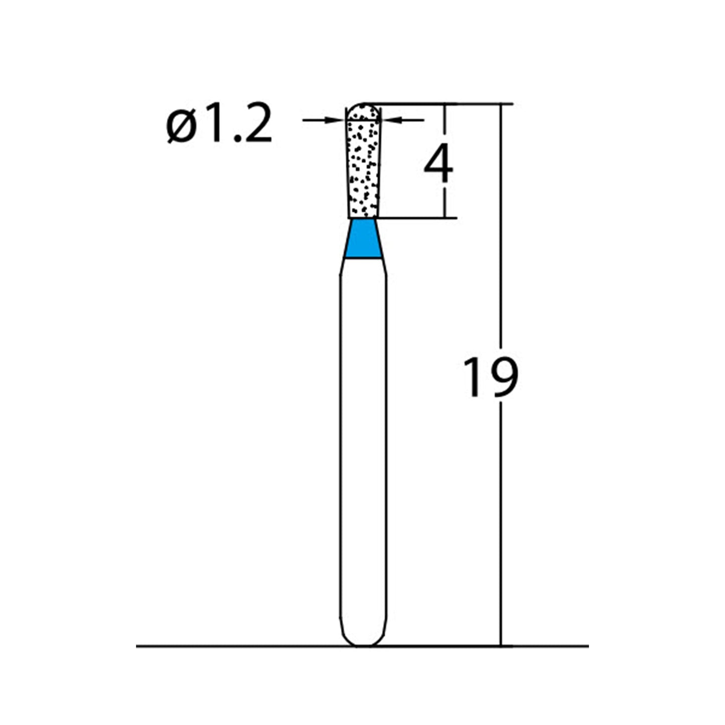 Pear 1.2 mm Dia. Medium Grit Diamond Bur 5 per pack. 237.12M2 - Osung USA