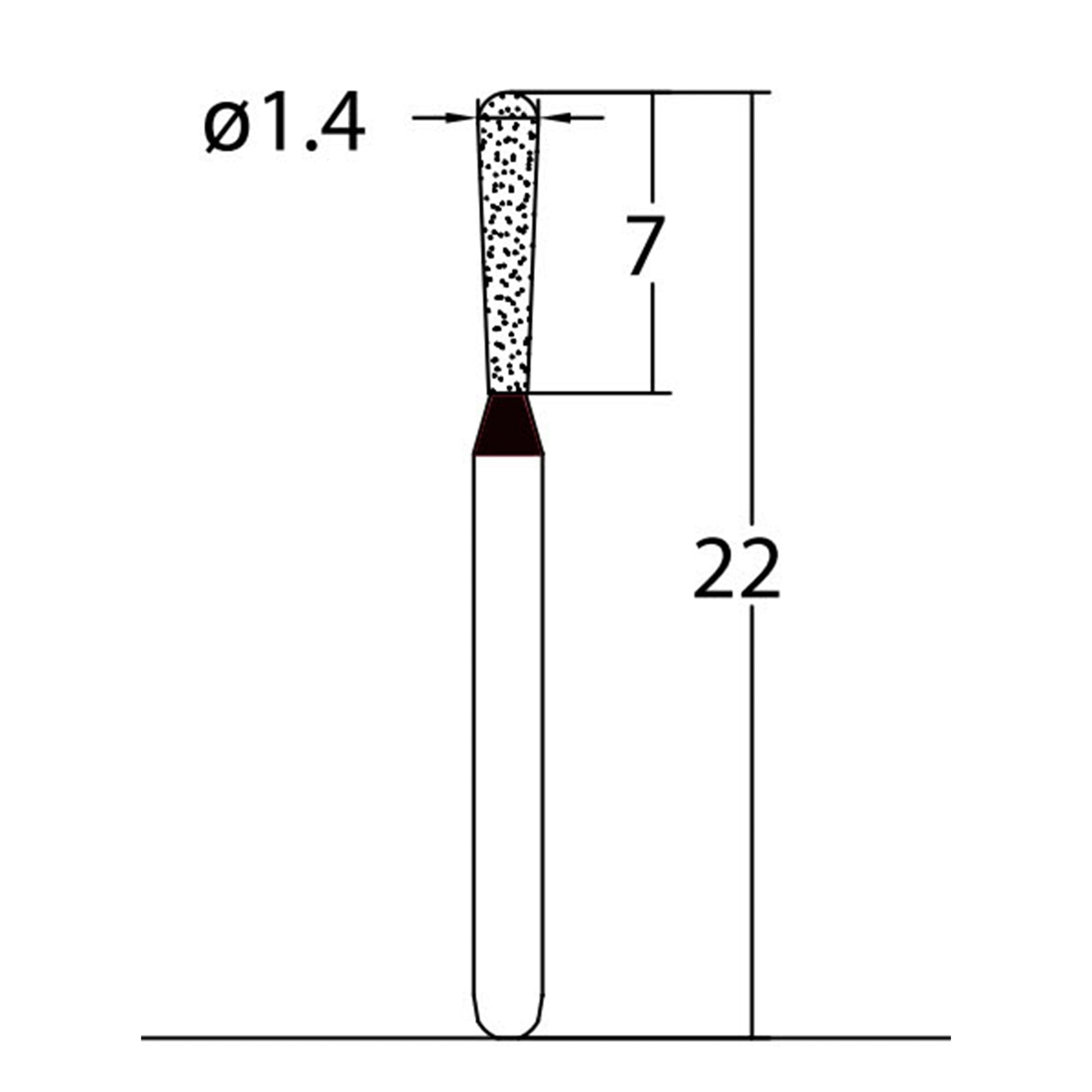 Pear 1.4 mm Dia. Extra Coarse Grit Diamond Bur 5 per pack. 237.14EC3 - Osung USA