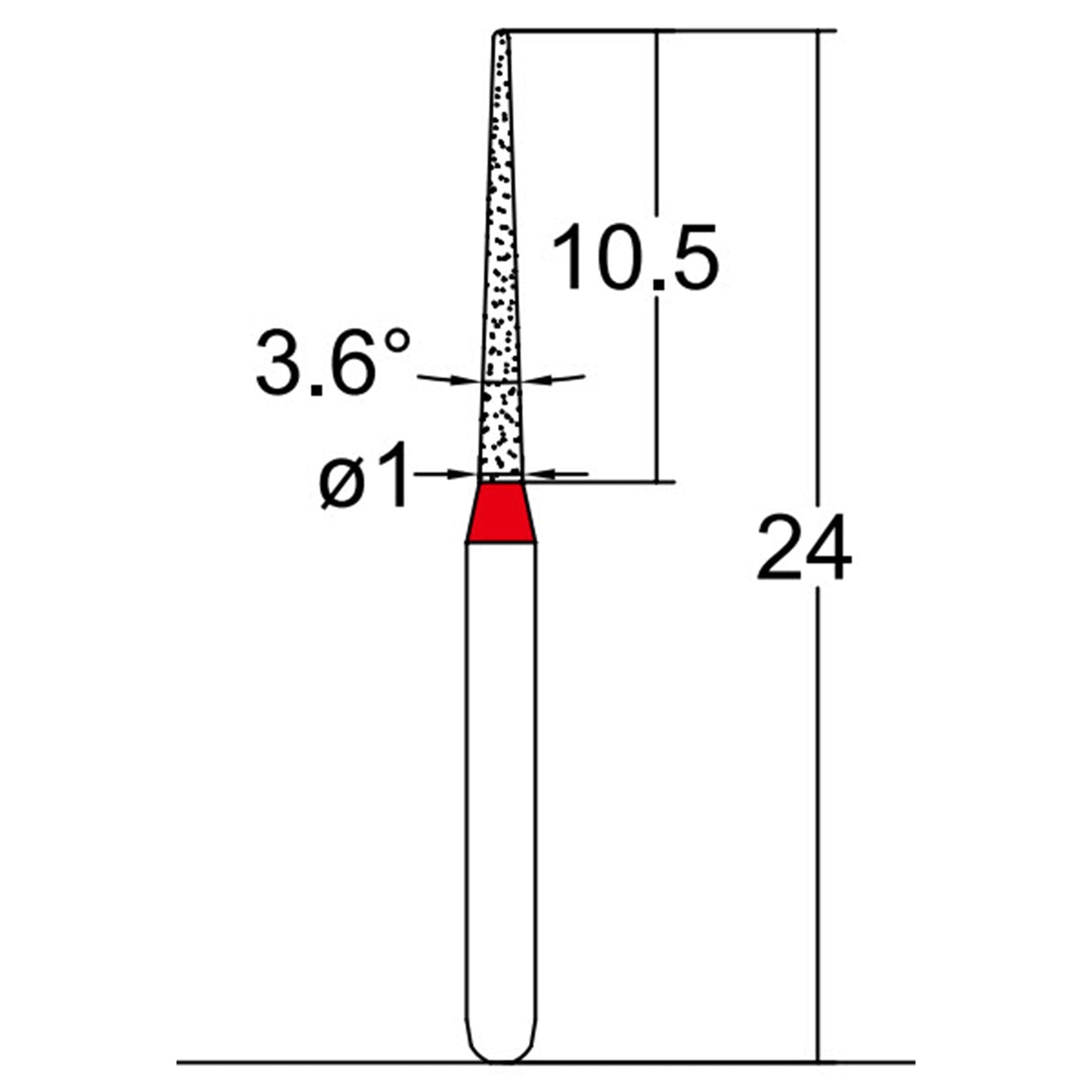 Conical Pointed, Slender 1 mm Dia. Fine Grit Diamond Bur 5 per pack. 164.10F3 - Osung USA