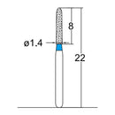 Torpedo, Cylindrical 1.4 mm Dia. Medium Grit Diamond Bur 5 per pack. 284.14M2 - Osung USA