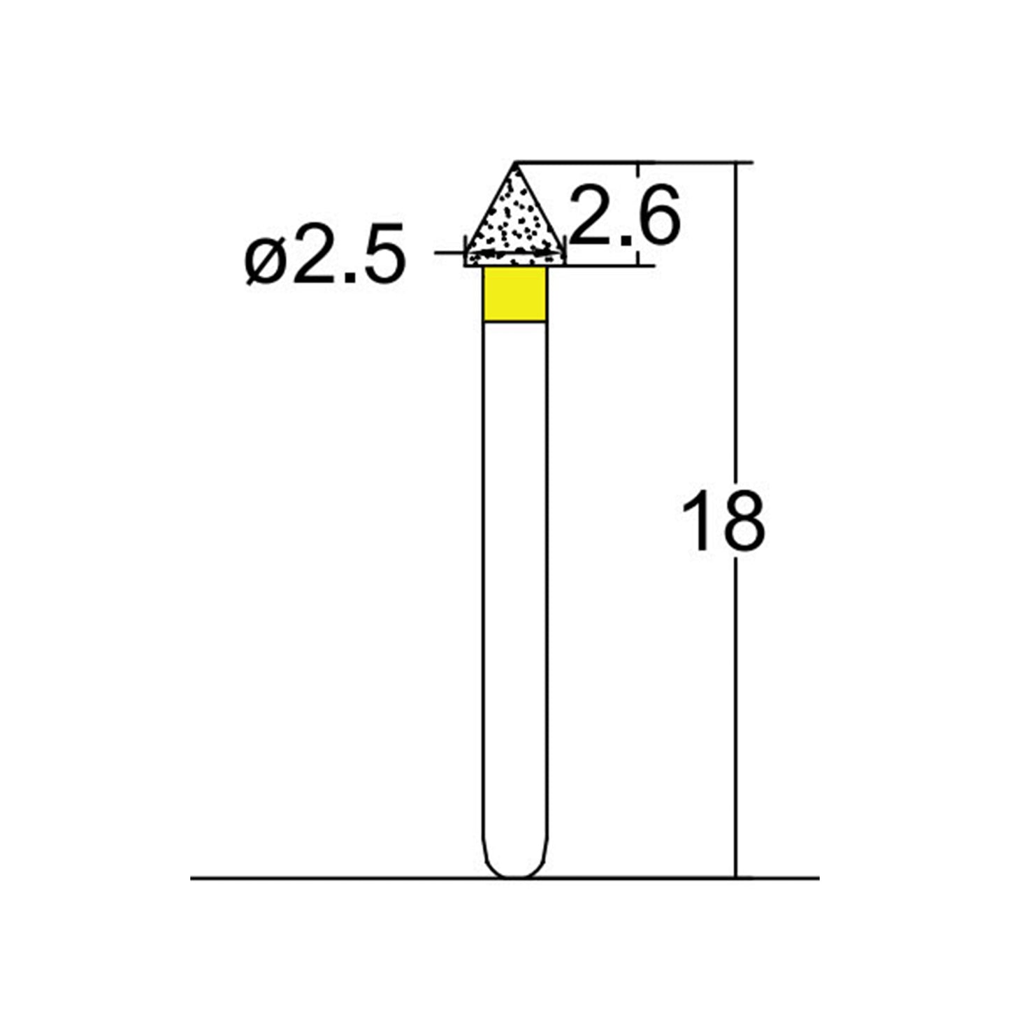 Conical Pointed 2.5 mm Dia. Extra Fine Grit Diamond Bur 5 per pack. 159.25EF1 - Osung USA