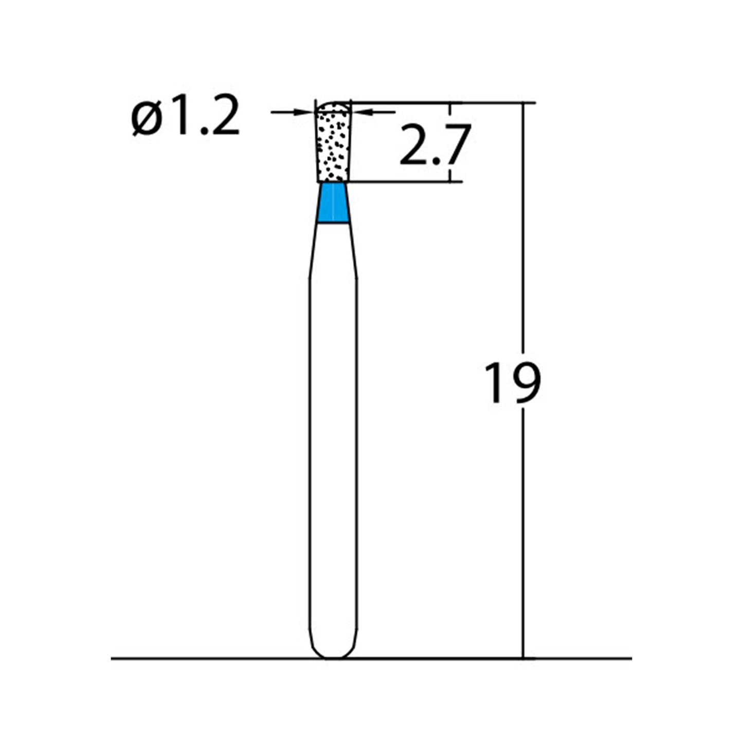 Pear 1.2 mm Dia. Medium Grit Diamond Bur 5 per pack. 237.12M1 - Osung USA