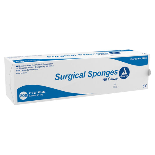 Dynarex® Gauze Sponge, 2 X 2 Inch, 12-Ply, 8000/Cs