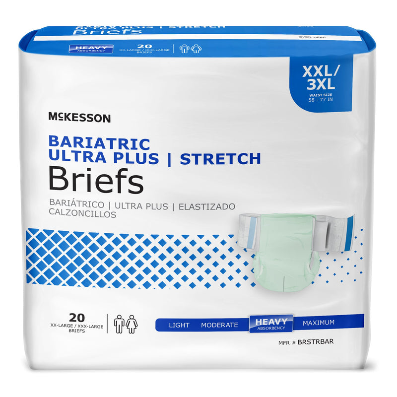 MCKESSON ULTRA PLUS STRETCH HEAVY ABSORBENCY INCONTINENCE BRIEF, BARIATRIC, SOLD AS 80/CASE MCKESSON BRSTRBAR