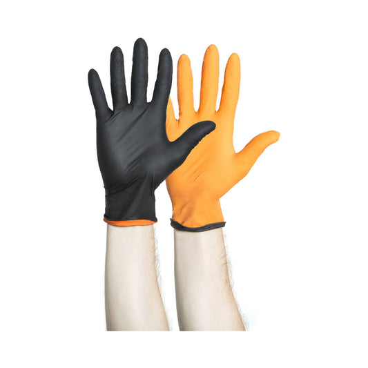 Black-Fire* Nitrile Reversible Exam Glove, Medium, Black / Orange, 10/Cs