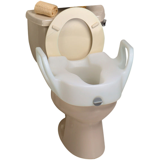 Lock-On Elevated Toilet Seat With Arms, 1/Ea