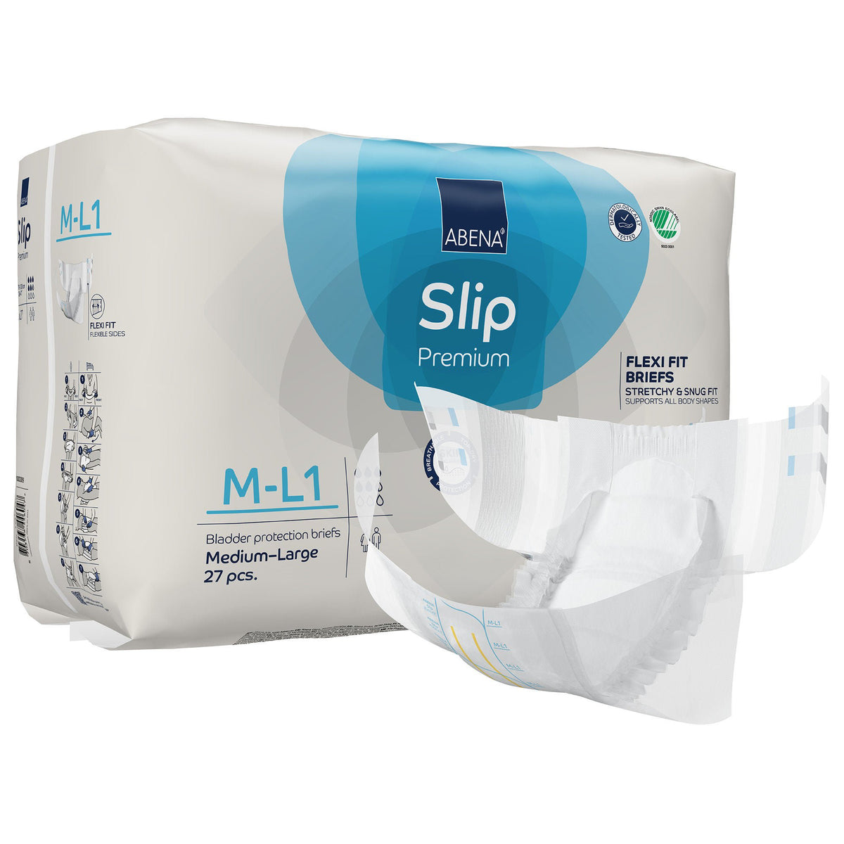 Abena® Slip Premium Flexi Fit Incontinence Briefs, M-L1, 108/Cs