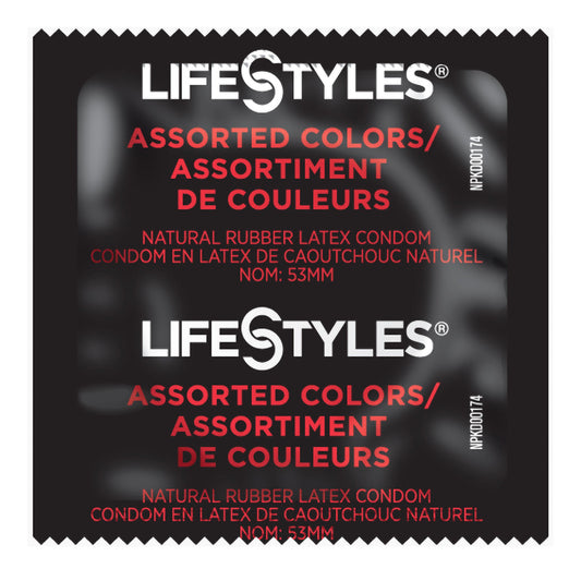 Lifestyles® Assorted Colors Lubricated Latex Condom, 1/Cs