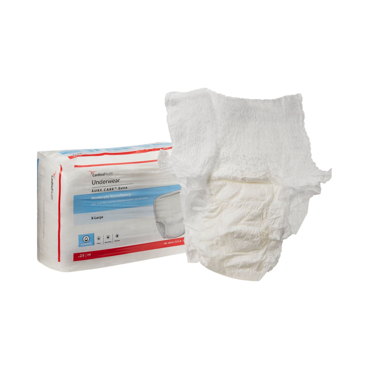 Sure Care™ Extra Moderate Absorbency Incontinence Underwear, X-Large, 25/Bg
