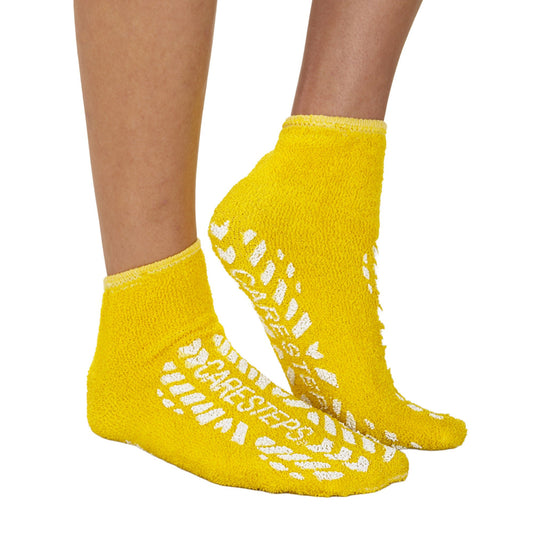 Care-Steps® Double Tread High-Risk Slipper Socks, Medium, Yellow, 4/CS