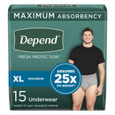 DEPEND® FRESH PROTECTION™ MEN'S MAXIMUM ABSORBENCY UNDERWEAR, X-LARGE, SOLD AS 15/PACK KIMBERLY 47930