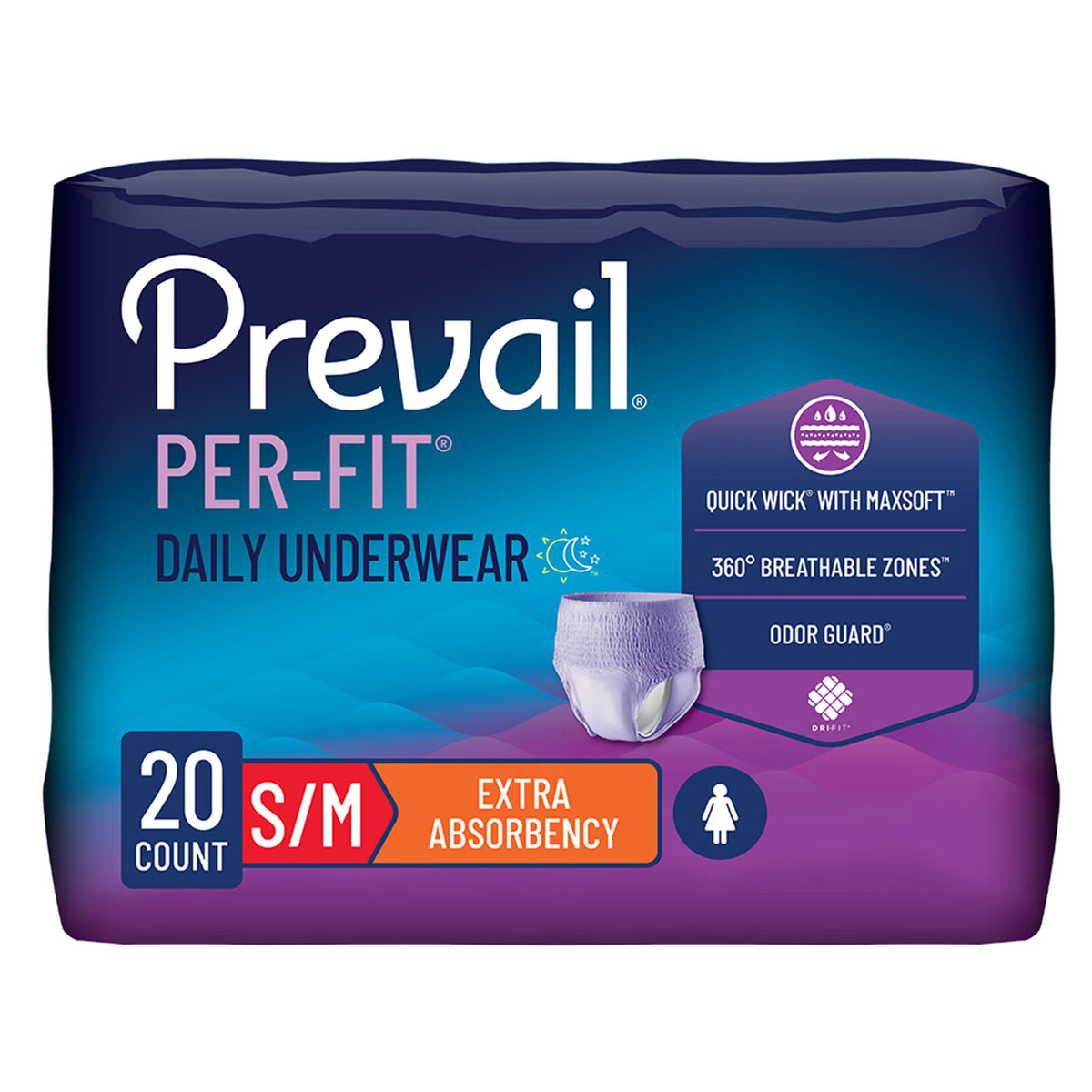Prevail® Per-Fit® Women Extra Absorbent Underwear, Medium, 80/Cs