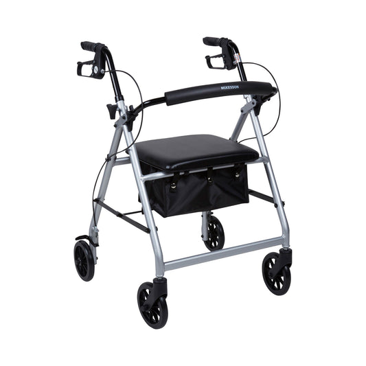 Mckesson Folding Aluminum Four-Wheel Rollator, Silver, 1/Ea