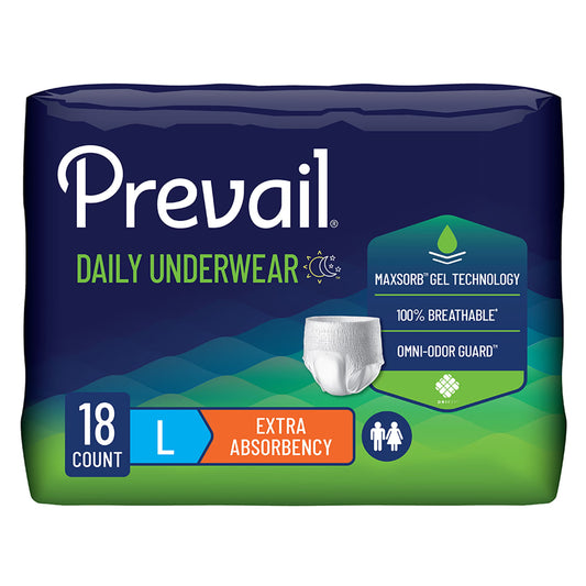 Prevail® Daily Underwear Extra Absorbent Underwear, Large, 72/Cs