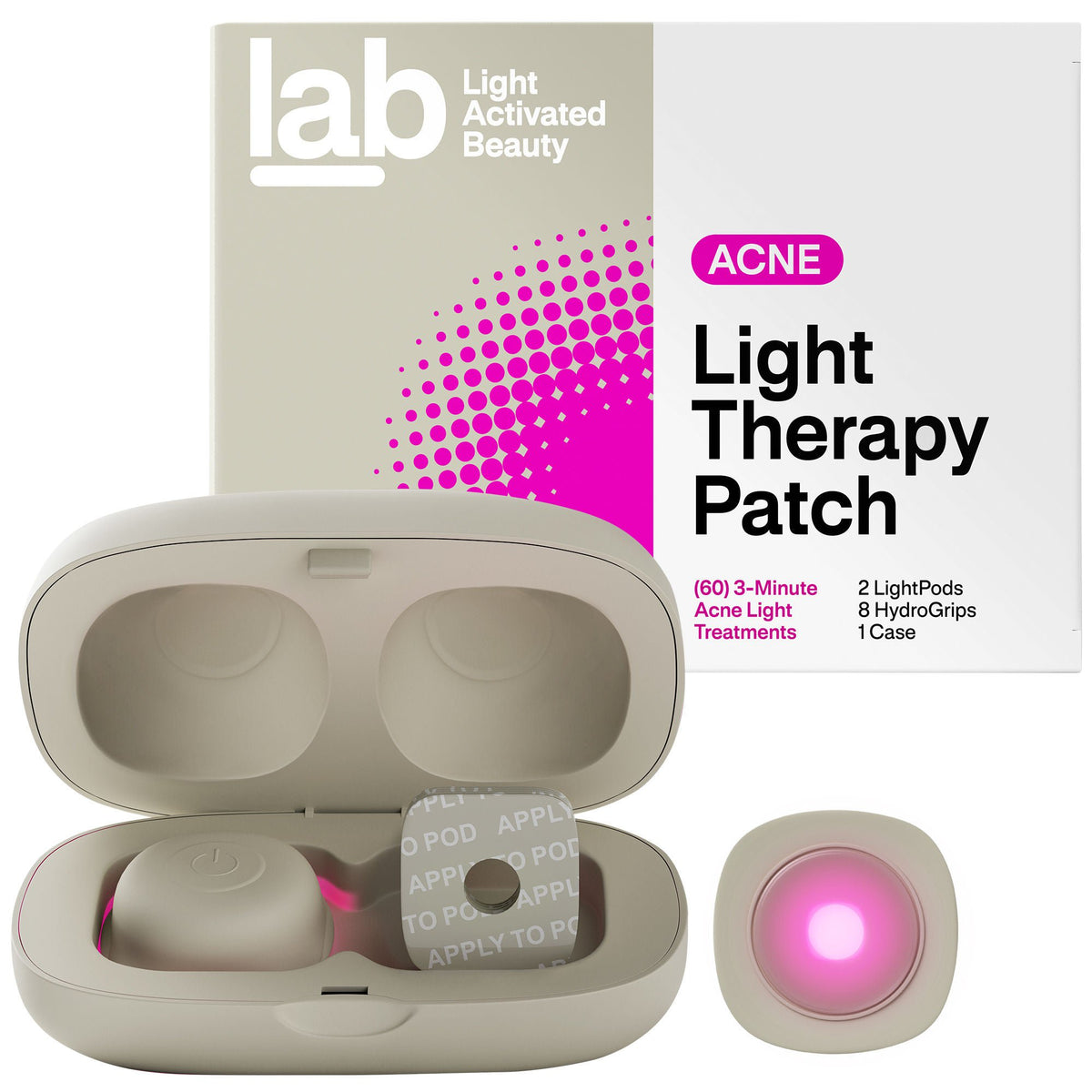Lab Acne Light Therapy Patch Acne Treatments W/ 2 Lightpods, 8 Hydrogrips, Case, 1/Ea