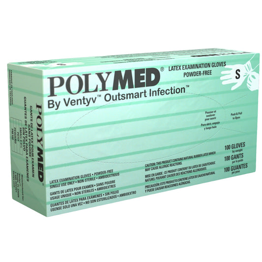 Polymed® Latex Exam Glove, Small, Ivory, 1000/Cs