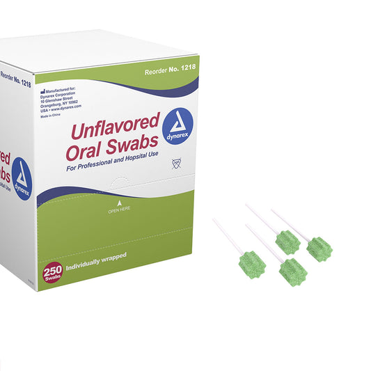 Dynarex® Unflavored Oral Swabsticks, Individually Wrapped, 1000/Cs