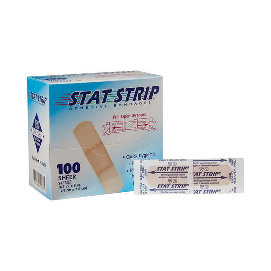 American® White Cross Stat Strip® Tan Adhesive Strip, ¾ X 3 Inch, 1200/Cs