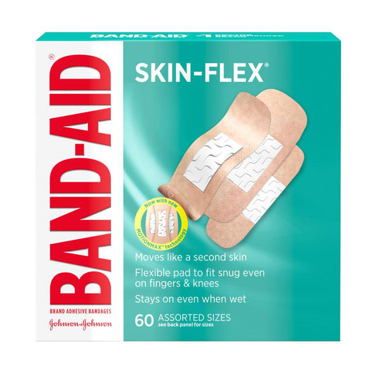 Band-Aid® Skin-Flex® Adhesive Strip, Assorted Sizes, 60/Bx