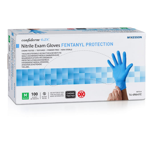Mckesson Confiderm® 6.8C Nitrile Exam Glove, Medium, Blue, 1000/Cs