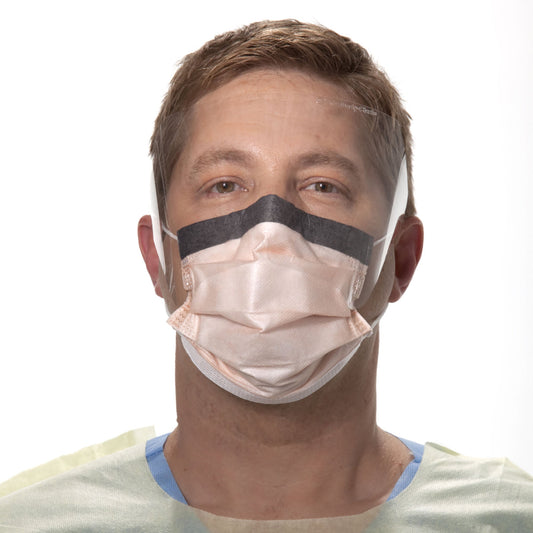 Fluidshield Procedure Mask With Eye Shield Anti-Fog Orange, Nonsterile, 25/Bx