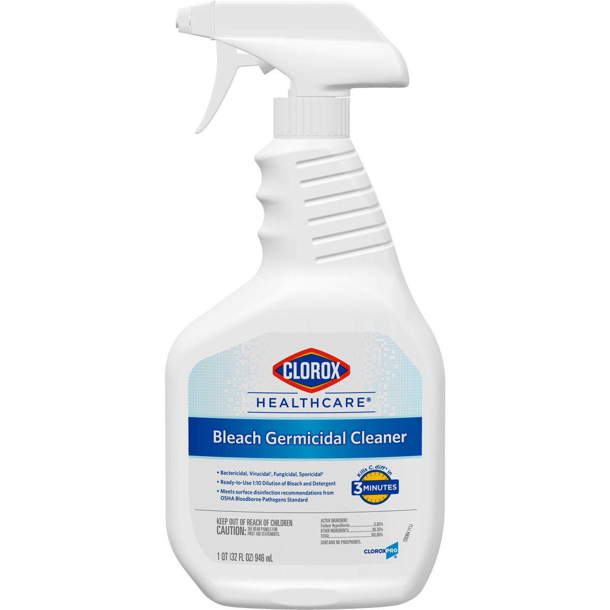 Clorox Healthcare® Bleach Germicidal Cleaner, Spray Bottle, 32 Oz., 1/Ea