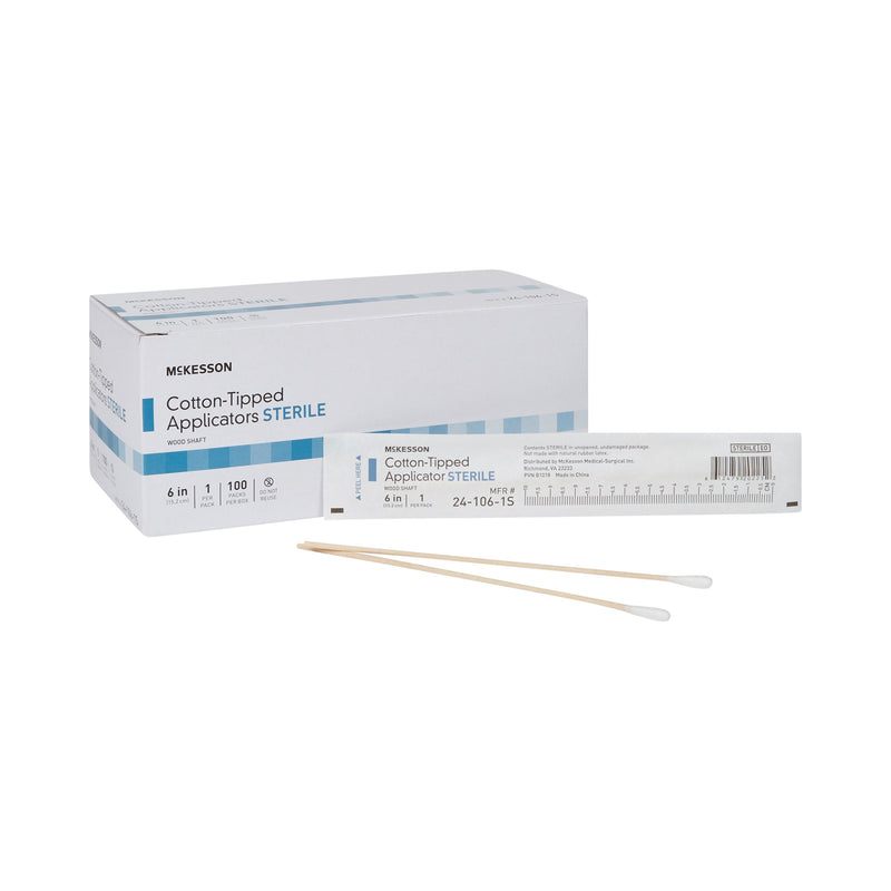 MCKESSON STERILE SWABSTICKS, COTTON TIP, 6 INCH WOOD SHAFT, SOLD AS 1000/CASE MCKESSON 24-106-1S