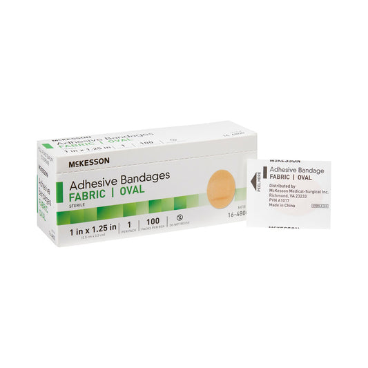 Mckesson Oval Tan Adhesive Bandage, 1 X 1-1/4 Inch, 2400/Cs