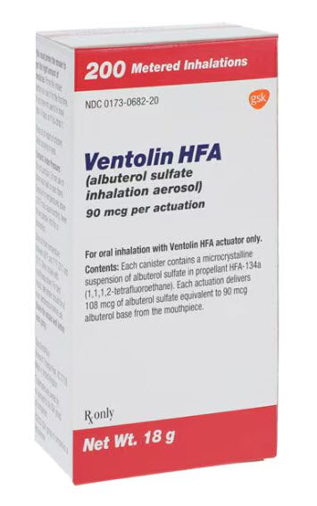 Insource Injectables, Pharmaceuticals, Vaccines & Biologicals Ventolin Hfa Inhaler, 18Gm, Ea -2283204 - BriteSources