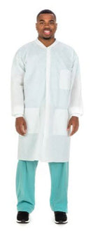 Cardinal Health Lab Coats And Lab Jackets Coat Lab Knit Collar/Cuff 4Xlsnap Front Wht Sms 25/Cs -2316LC - BriteSources