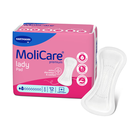 Molicare® Premium Lady Pad 1.5 Drops For Light Incontinence, 9 X 27 Centimeter, 192/Cs